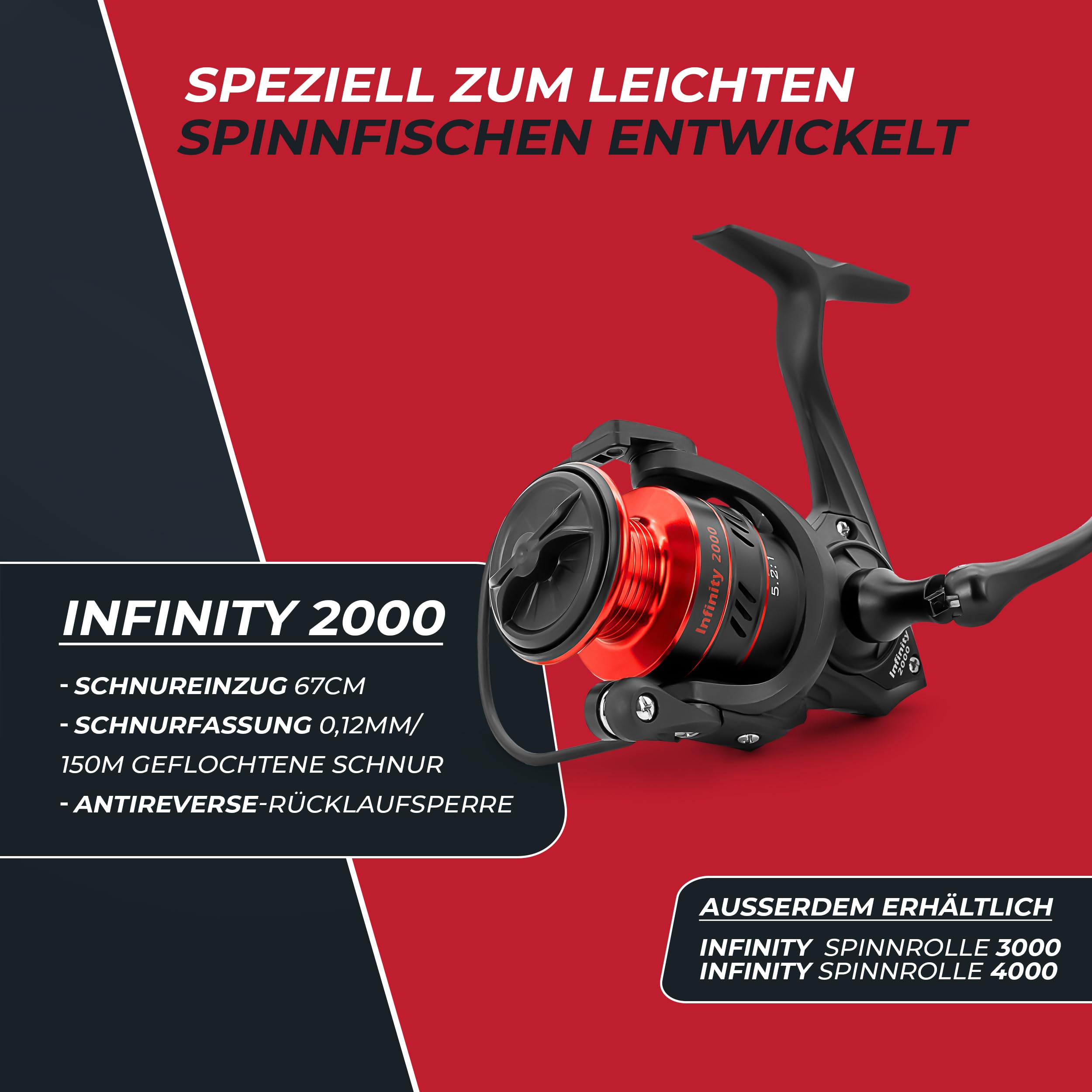 Paradox Fishing Infinity Spinnrolle 2000/3000/4000 - die perfekte Angelrolle zum Barsch-, Zander- oder Hechtangeln