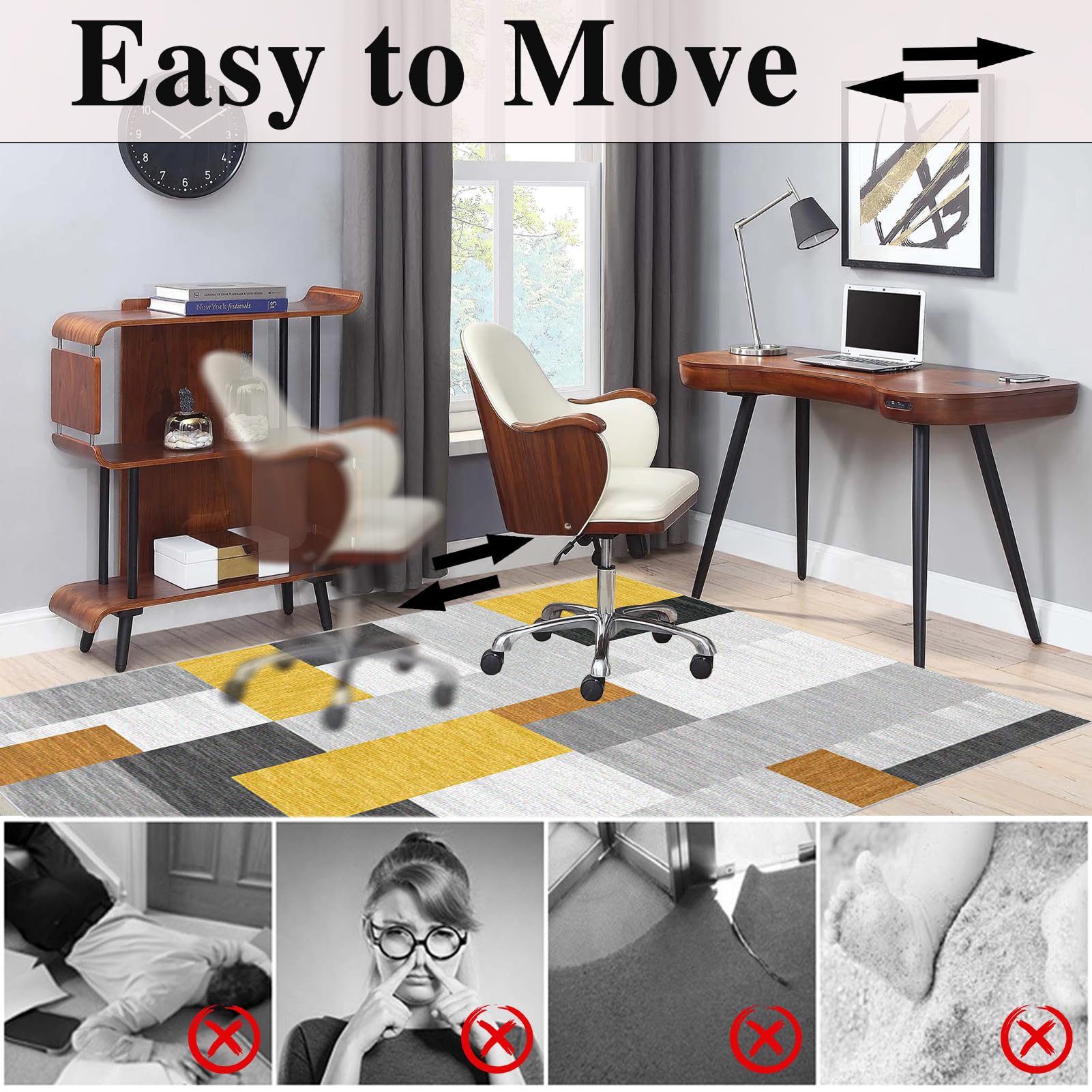 Tapis Protection Sol Chaise Bureau, Tapis Chaise de Bureau Gaming 80 x 120 cm, Tapis de Sol Bureau Tissu, Tapis de Sol pour Fauteuil, Tapis de Protection en Bois/carrelage pour Bureau et Maison