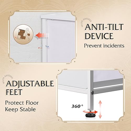 Miniatura 7 de WLIVE - Cómoda de tela para dormitorio, cómoda alta con 8 cajones, torre de almacenamiento con contenedores de tela, cómodas dobles, cómoda con