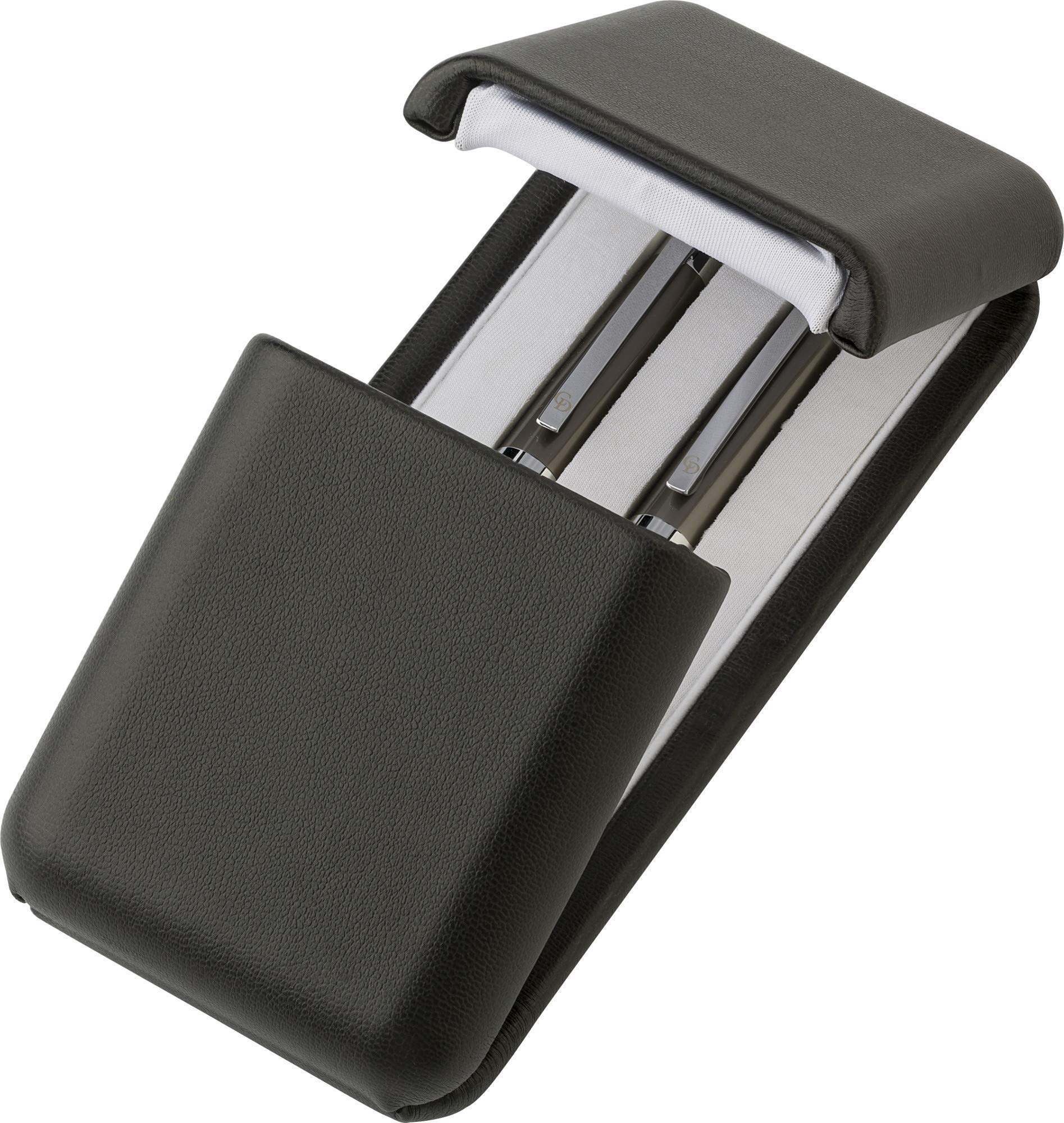 Schmalz® Charles Dickens Metall Schreibset mit Gravur - Modell AVANGARD Eleganter Drehfunktion Grau Schwarze Mine - Geschenk zum Geburtstag mit Geschenk-Etui