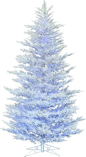 Vickerman Árbol de Navidad artificial de pino de cedro flocado de 5.5 x 47 pulgadas, LED de bajo voltaje, blanco puro y azul, gran angular de 0.118