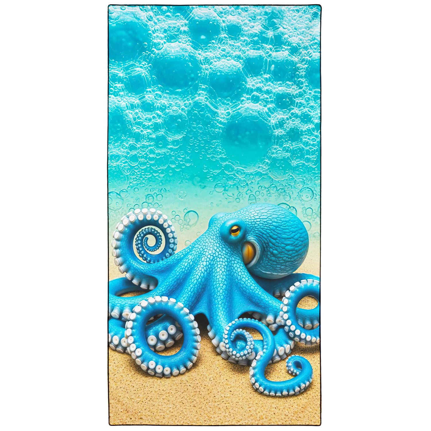 Violetpos Blue Octopus Group Beach Towel, Extra Large 180x90 cm 250GSM Microfibre, Sand Free Quick Dry, Ideal Vacation Gifts with Carry Bag for Pool Cruise Camping