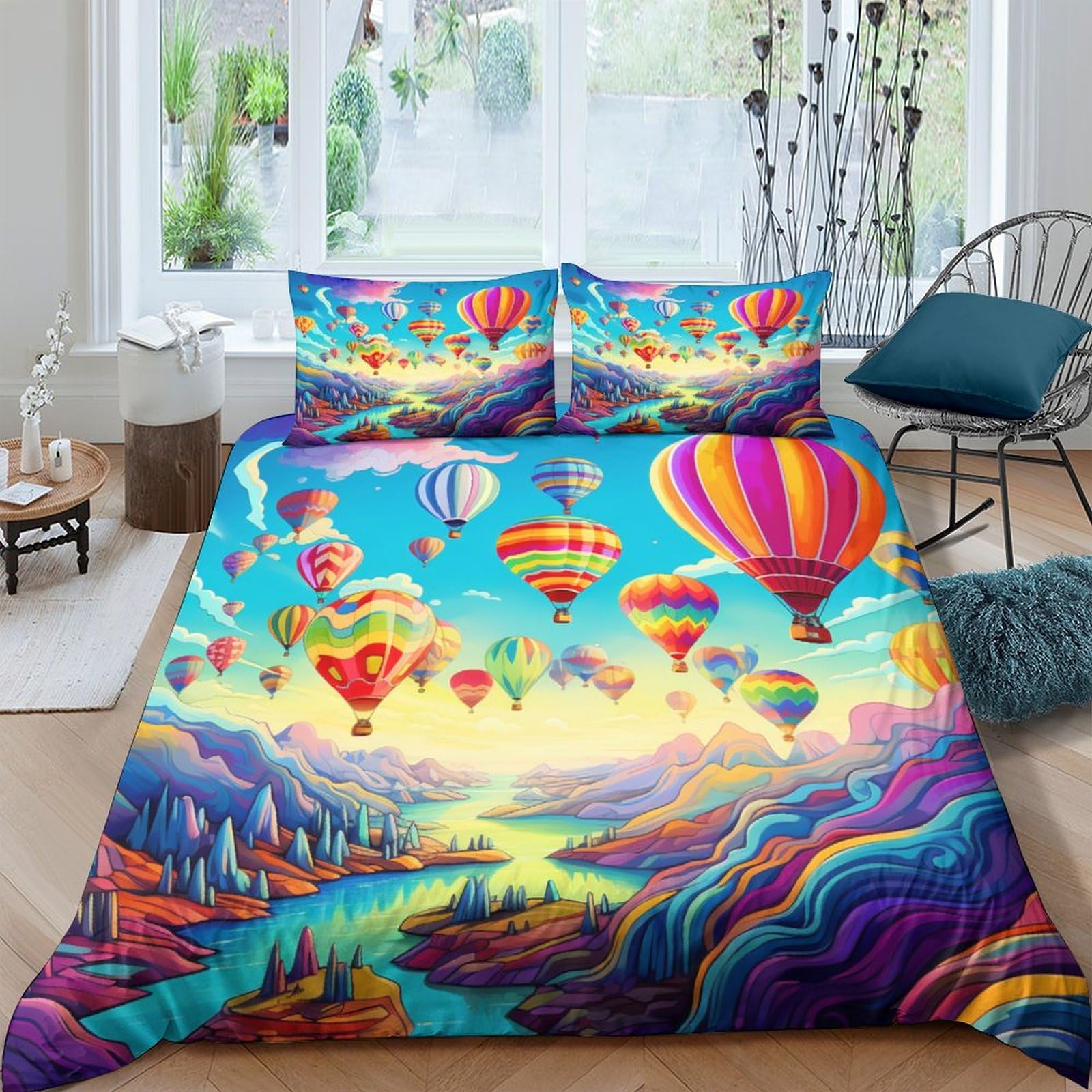 Housse de couette montgolfière pour une chambre parentale douce et cosy