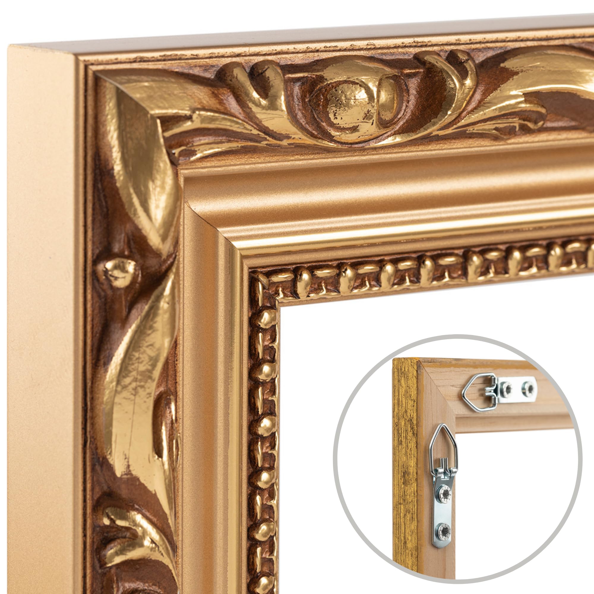 CLAMARO 'KARL' Bilderrahmen Antik 75x98 Massivholz | Bronze | Shabby Chic Vintage Barock | Holzrahmen inkl. Acrylglas, Rückwand, Aufhänger (Querformat & Hochformat)