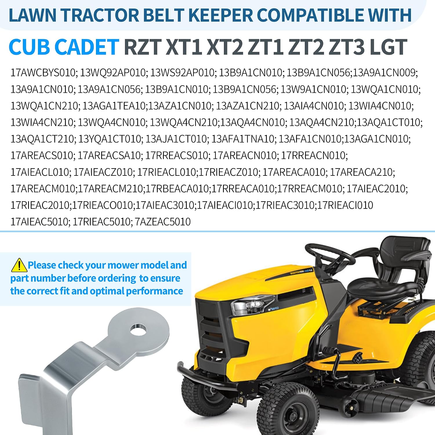 Lawn Mower Idler Belt Keeper 783Z08619A, Lawn Tractor Blade Idler Pulley Bracket Comaptible with Cub Cadet RZT XT1 XT2 ZT1 ZT2 ZT3 LGT, Belts Keeper for Cub Cadet Zero Turn Replacement Parts
