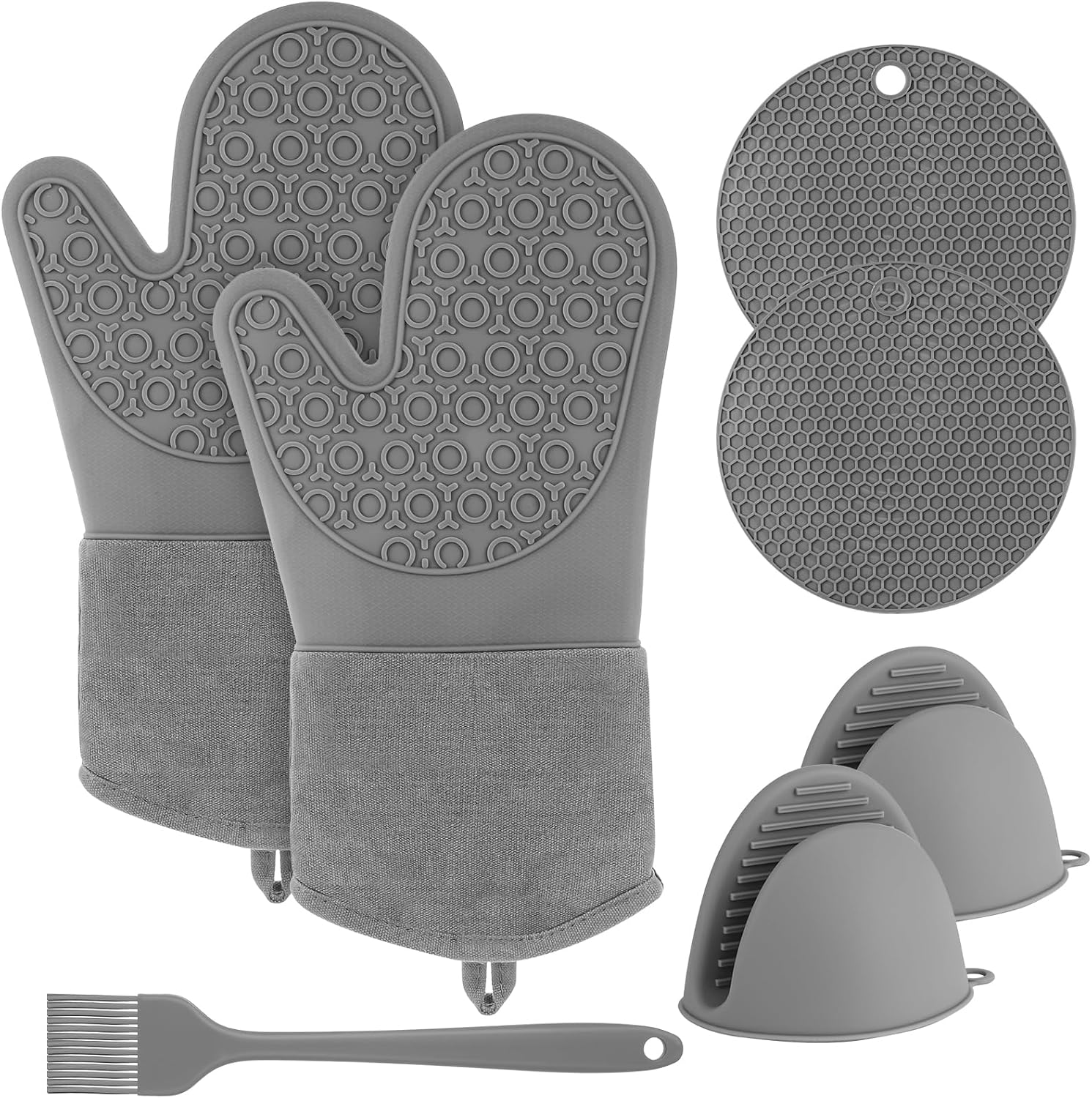 Guiqulai 7 Pcs Oven Mitts and Pot Holders Set, Extra Long