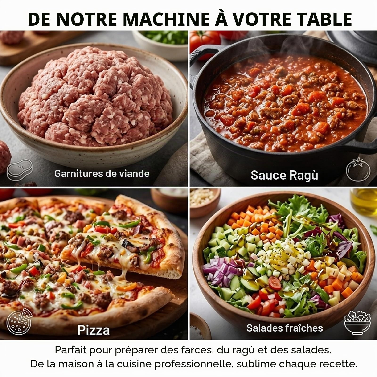 Hachoir Électrique Professionnel 400W, Broyeur de Légumes et Viande en Acier Inoxydable, 220V, Capacité 40-60kg/h, Idéal pour Restaurants, Cantine et Cuisine Familiale, Facile à Nettoyer