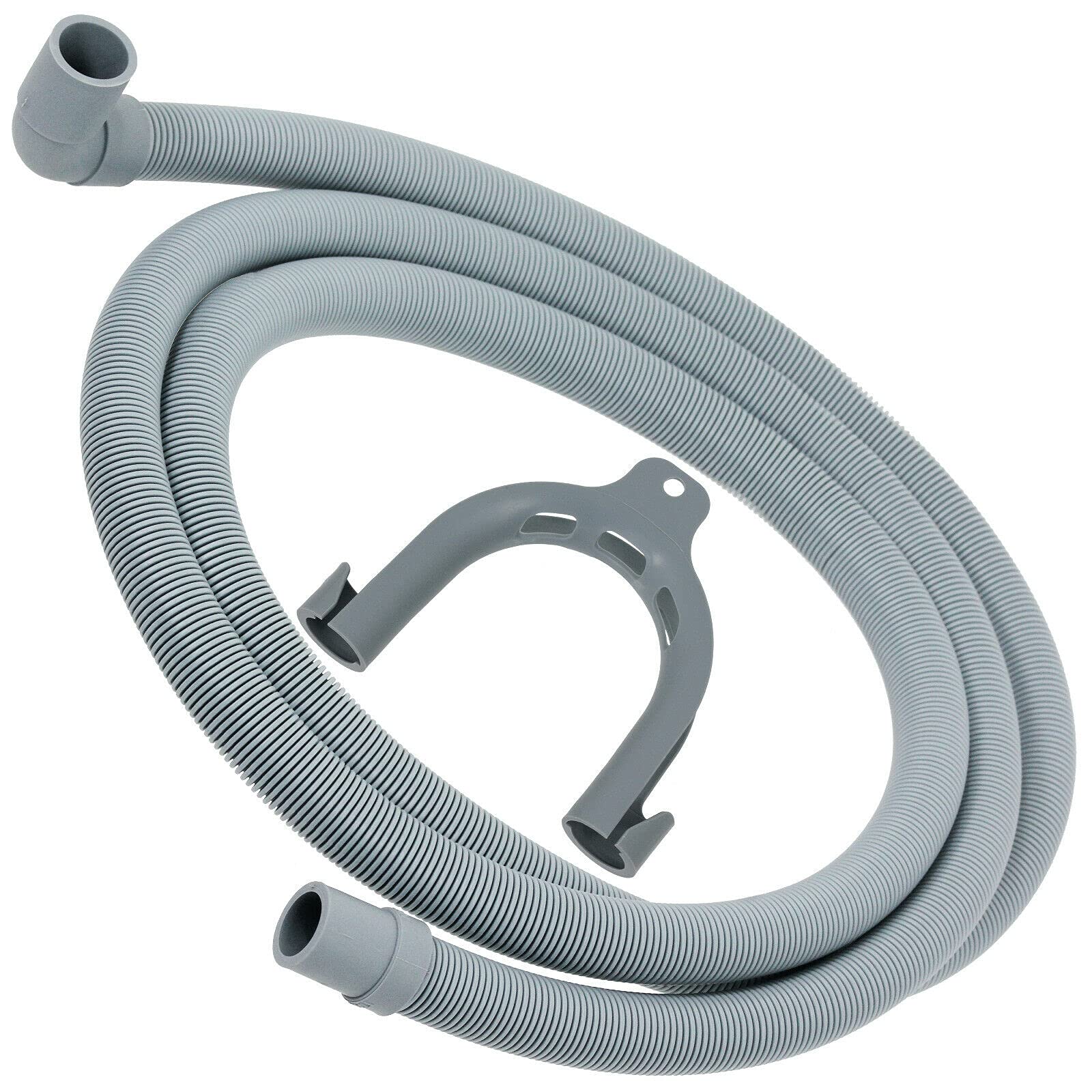 Spares2go Grey Drain Hose With Right Angle End Compatible With Montpellier Washing Machine (2.5M)