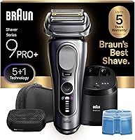 Vista 1 de Braun Series 9 PRO+ Electric Shaver, Wet & Dry Razor, Pro SensoAdapt, 6in1 SmartCare Center, 9697CC, Silver