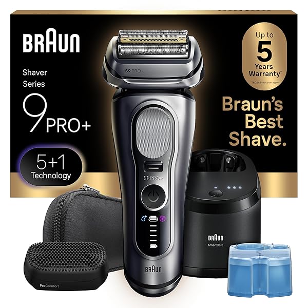 Braun Series 9 PRO+ Electric Shaver, Pro SensoAdapt, 6in1 SmartCare Center, 9697CC, Silver