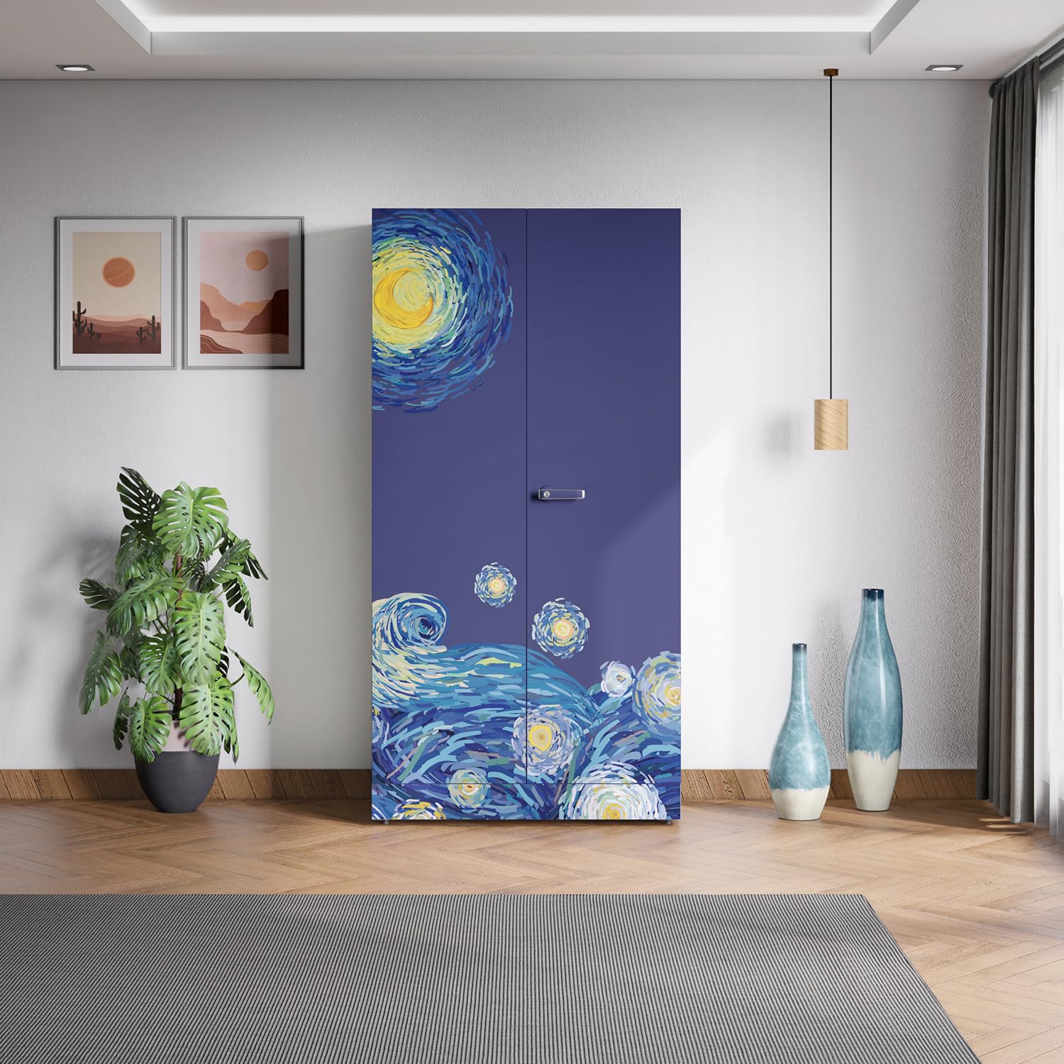 Interio by Godrej Auraline® Women Premium Digital Printed 2-Door Steel Almirah (Lunar Tides - Skipper Blue), 1-Year Warranty, 4 Drawers-picture-11