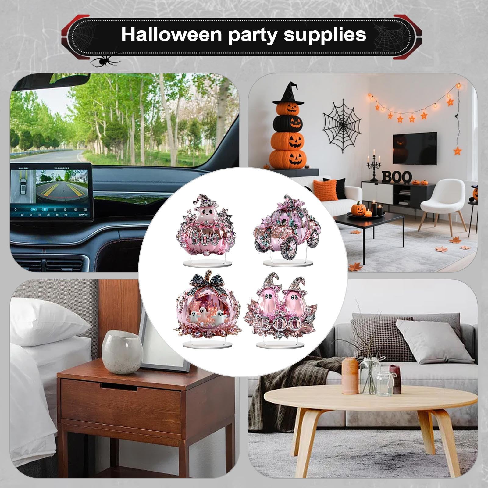 Artykuły na Halloween, szerokie zastosowanie, 1 zestaw, płaskie akrylowe eleganckie ozdoby z dyni, dekoracje na Halloween, przyciągające wzrok, do jadalni, domu, salonu, na biurko