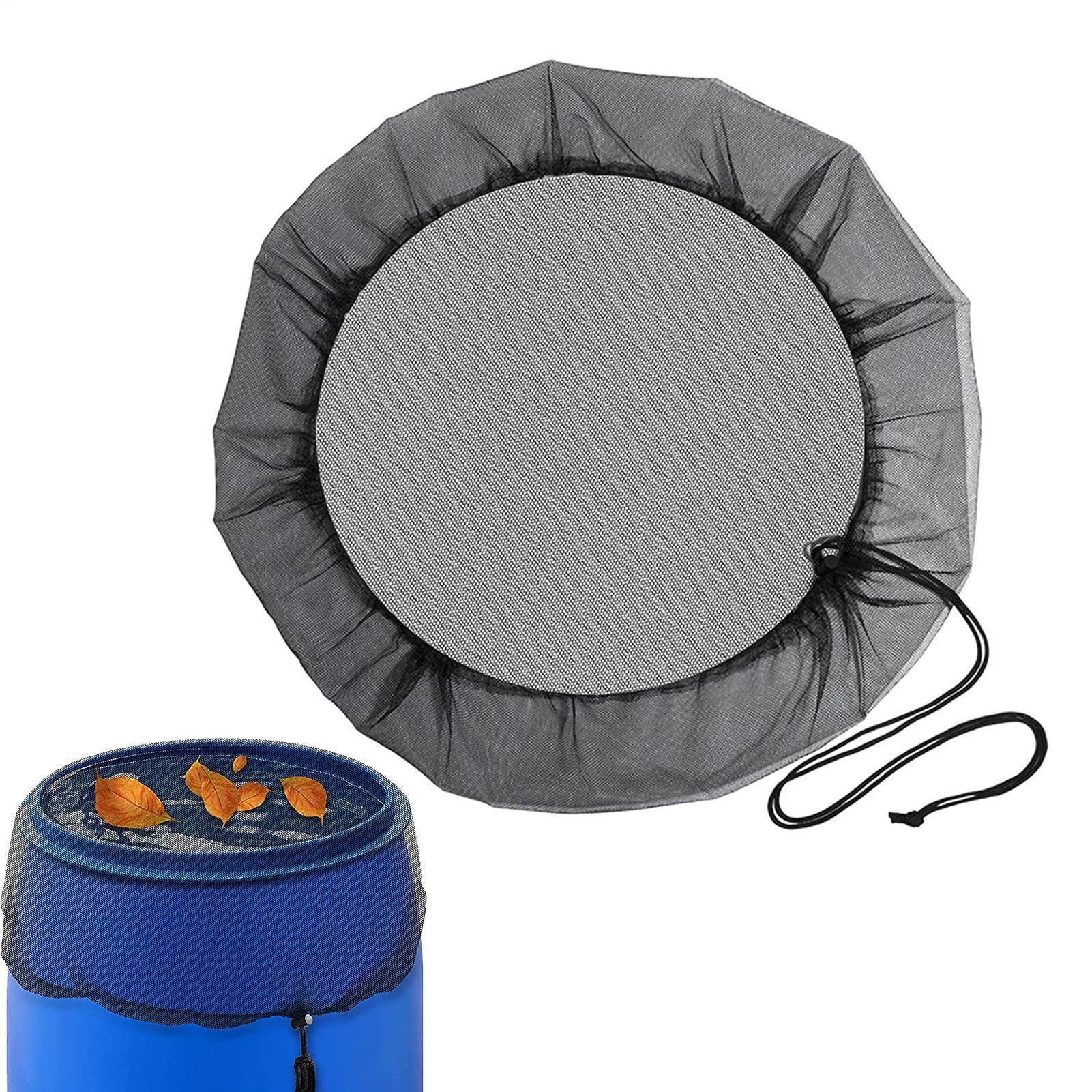 Rain Barrel Cover Mesh Soft Black Drawstring Design Diameter 37.4in
