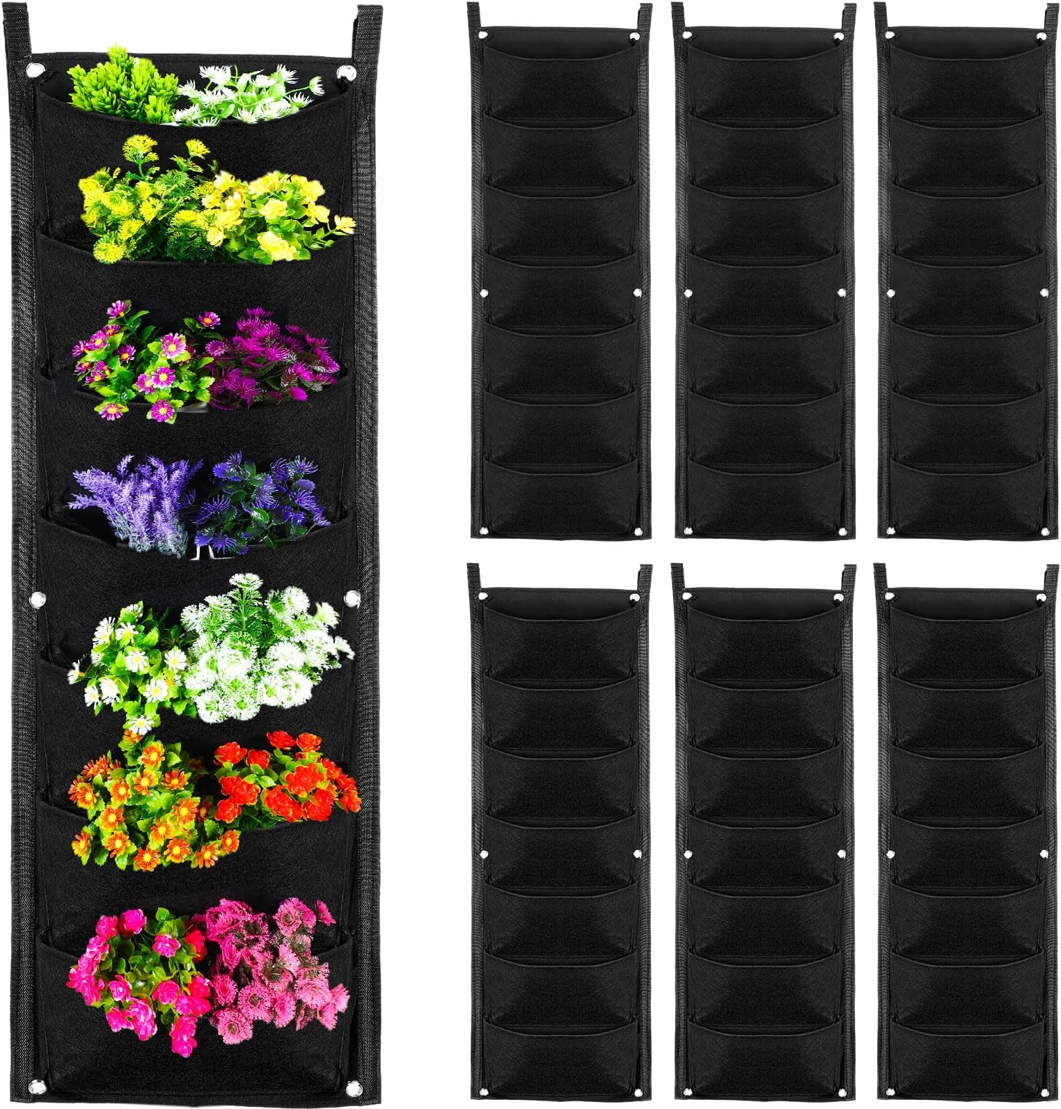 Amazon.com : Maxcheck 6 Pcs Hanging Vertical Wall Planter Bags 7 Pocket ...