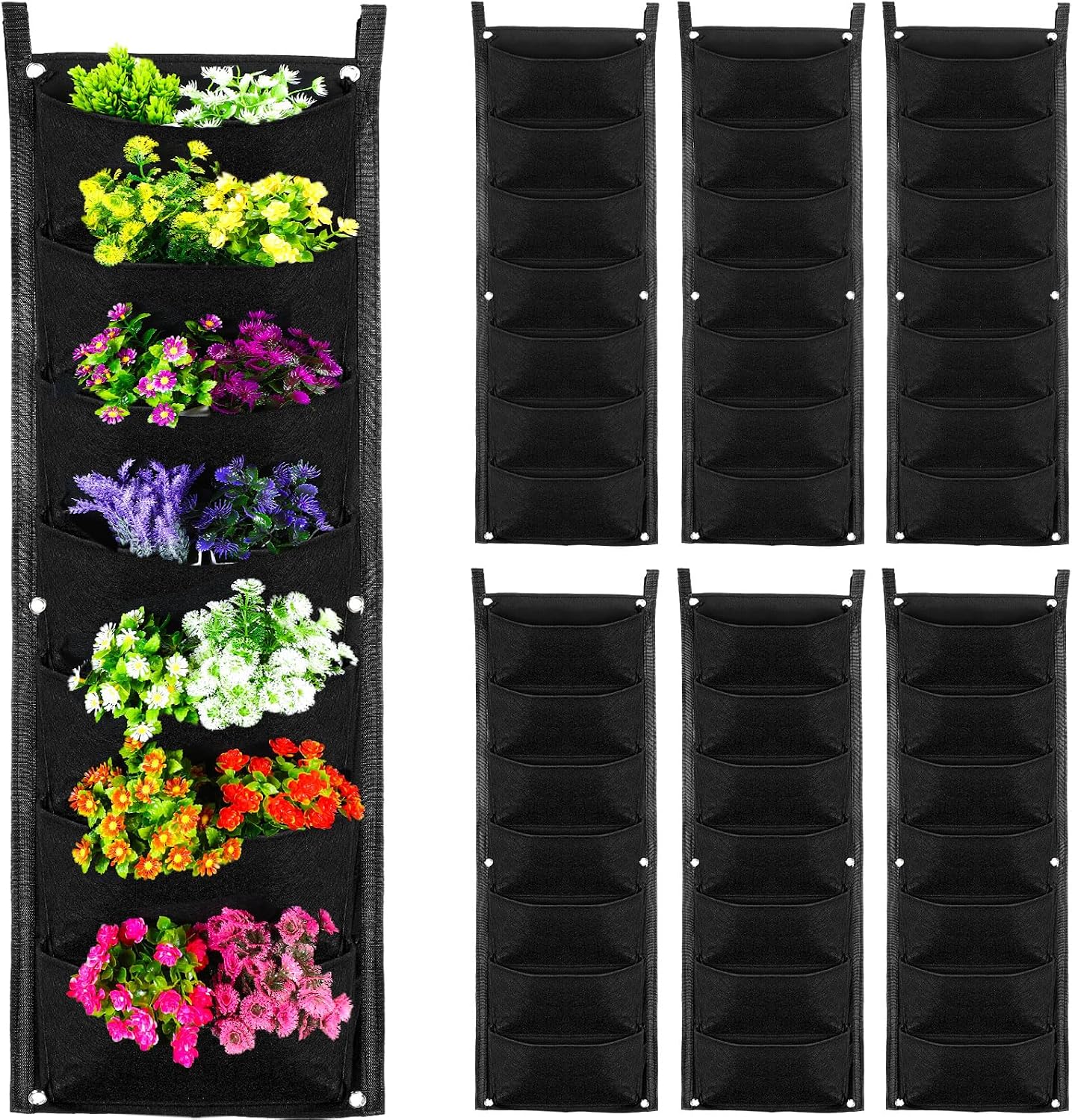 Amazon.com : Maxcheck 6 Pcs Hanging Vertical Wall Planter Bags 7 Pocket ...
