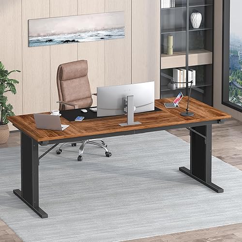 Miniatura 6 de Escritorio para computadora de 63 pulgadas, escritorio grande de oficina ejecutiva, escritorio para juegos, escritorio de trabajo moderno, mesa de