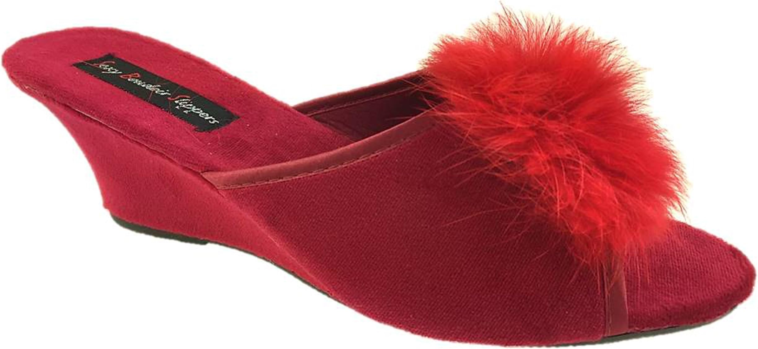 Ladies Wedge Mule Slippers Size 3-8 (7, Red)