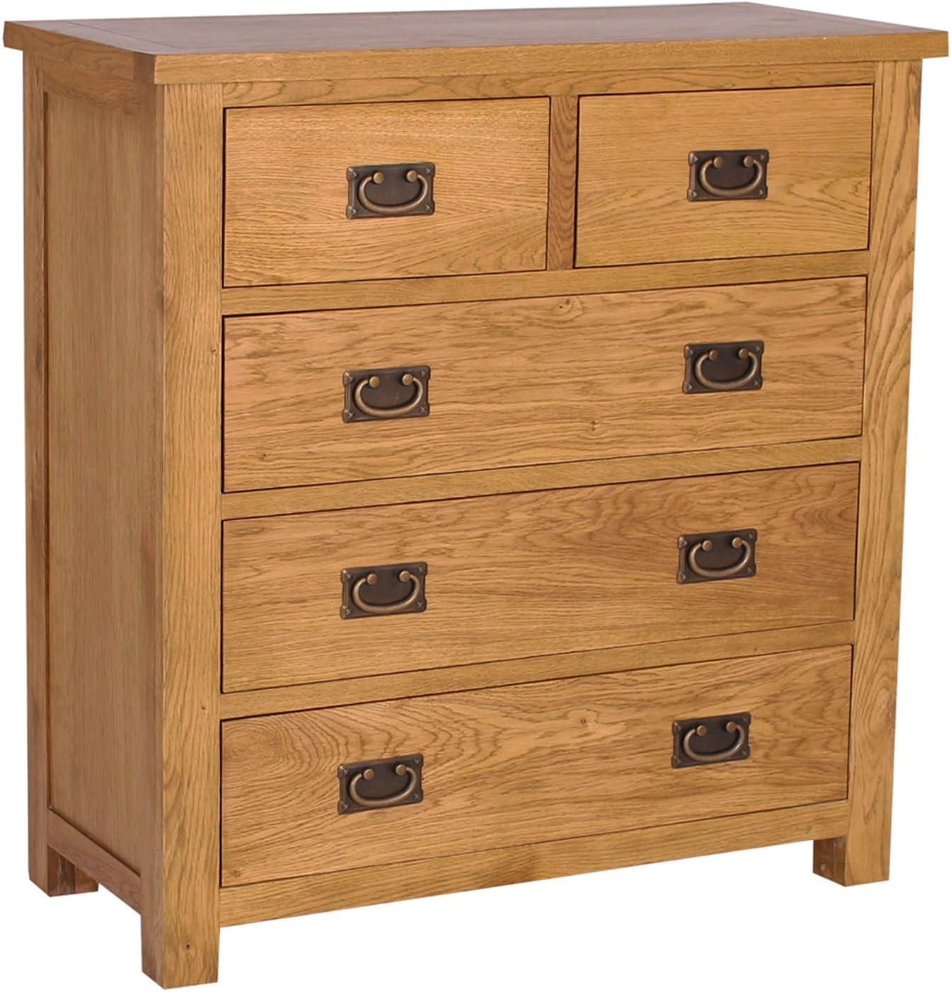 Rustic Saxon Oak 2+3 Chest of Drawers