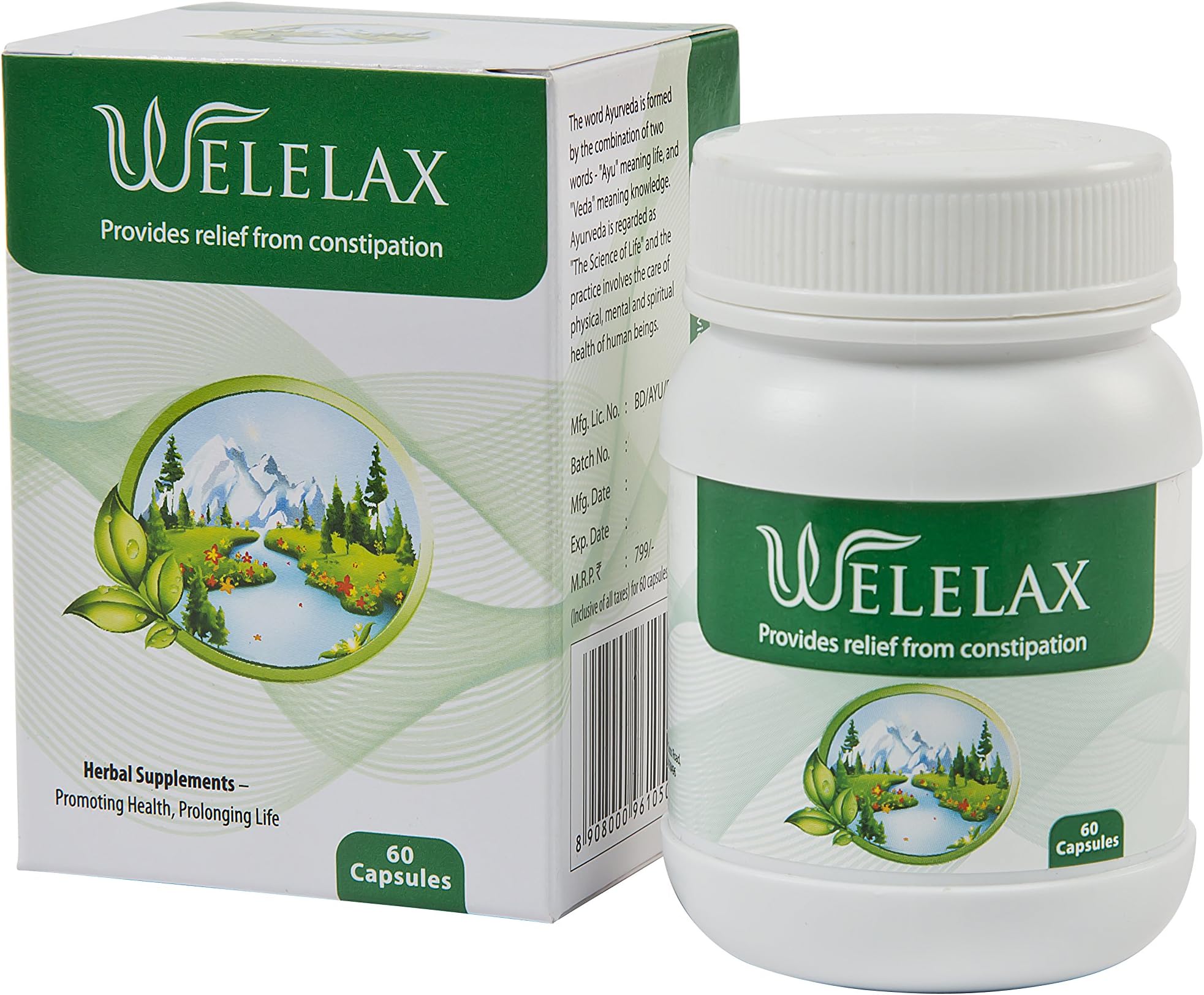 Ayurvedic Welelax (Provides Relief From Constipation) - 60 Capsules