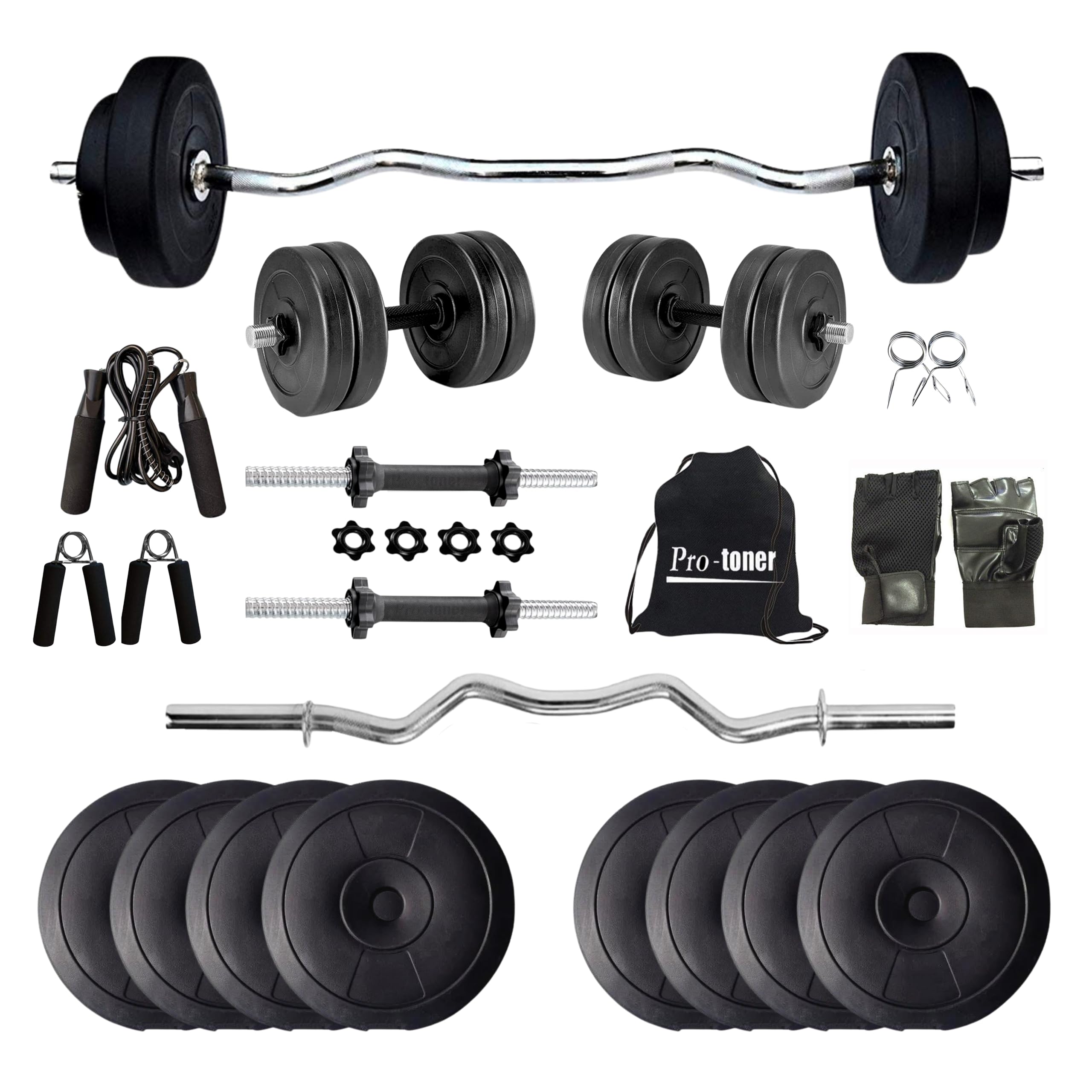 Protoner 20kg with 3 Rods PVC Weight Lifting Package