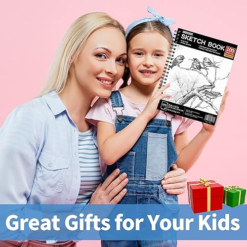 Miniatura 6 de FIXSMITH Cuaderno de bocetos de 9 x 12 pulgadas, 400 hojas (68 libras3.53 ozm), paquete de 4 (100 hojas cada uno), papel de dibujo sin ácidos, bloc