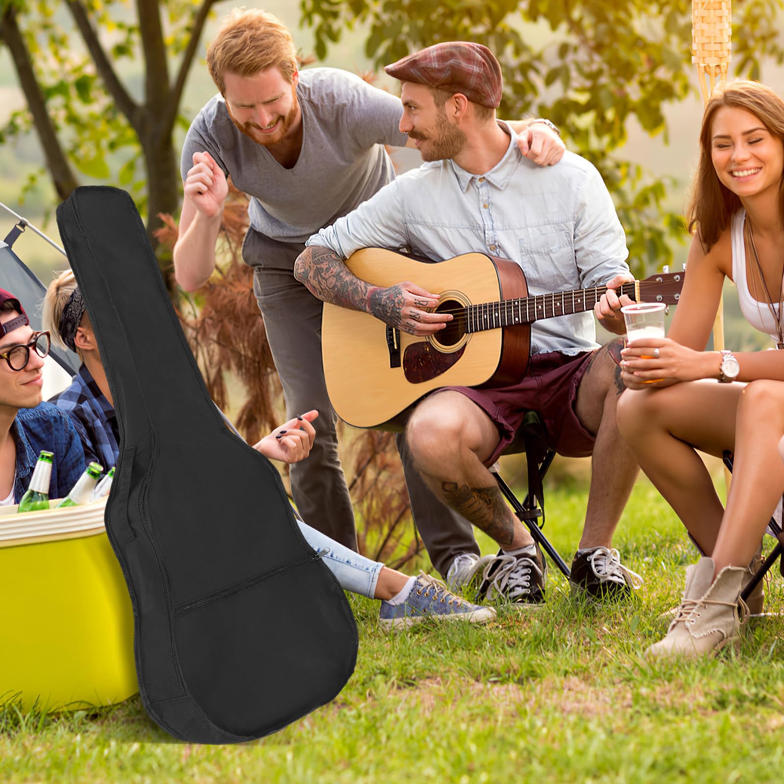 Bolsa de Guitarra Acústica Tela Oxford 600d de 38 Pulgadas con Correa Hombro Resistente y Bolsillo Frontal Grande con Cremallera