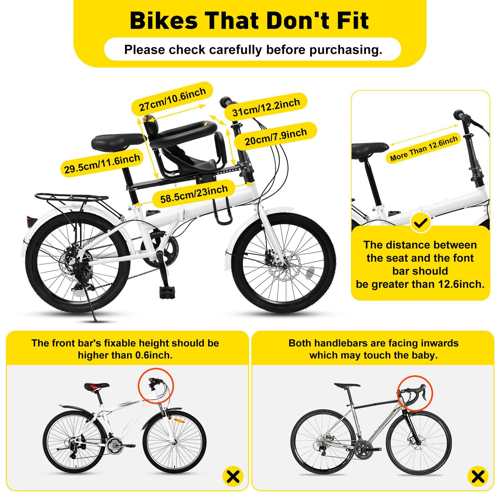 Seggiolino da bicicletta per bambini, con braccioli antiscivolo, rete di protezione e pedali, cintura di sicurezza imbottita