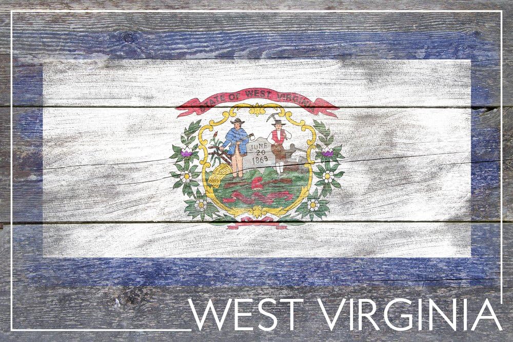 Amazon｜West Virginia State Flag 古板Painting 18 x 12 Metal Art LANT3P
