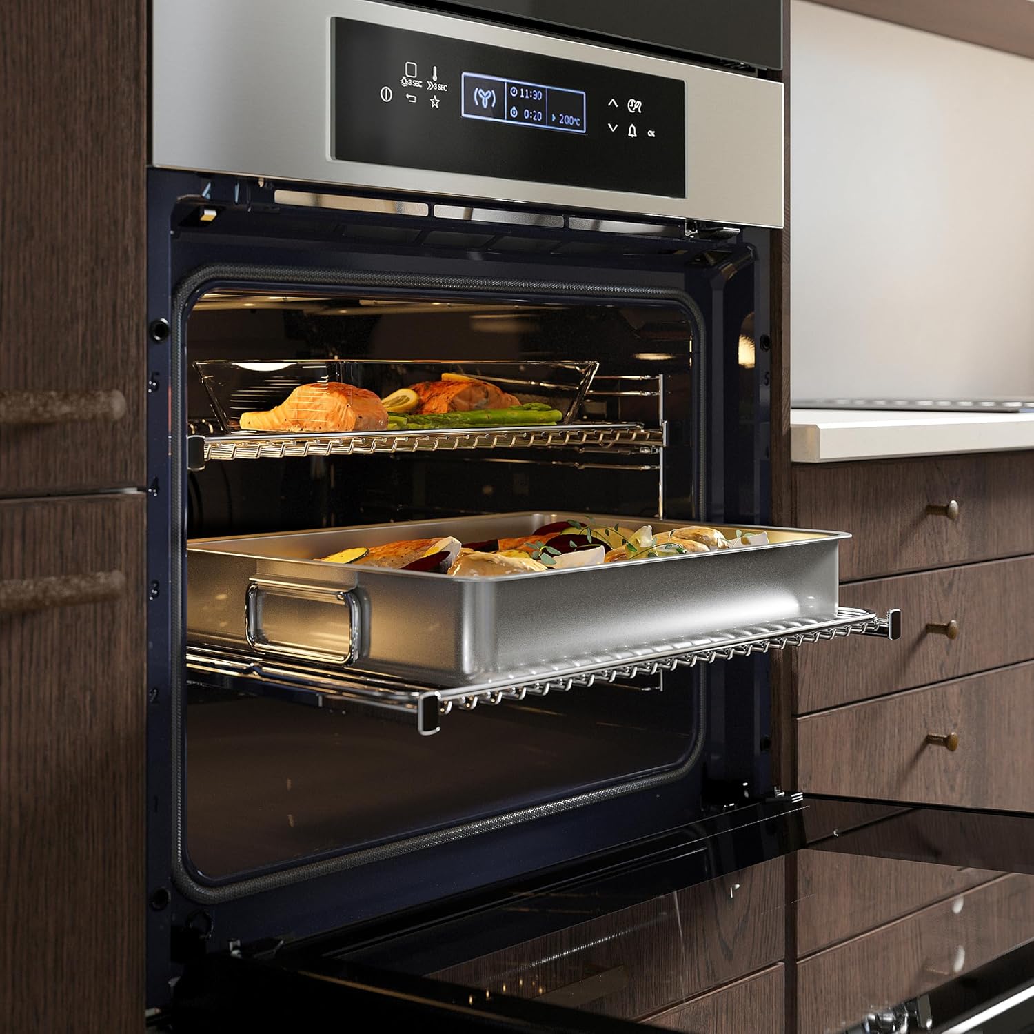 KULINARISK forced air oven w pyrolytic funct, 700 stainless steel