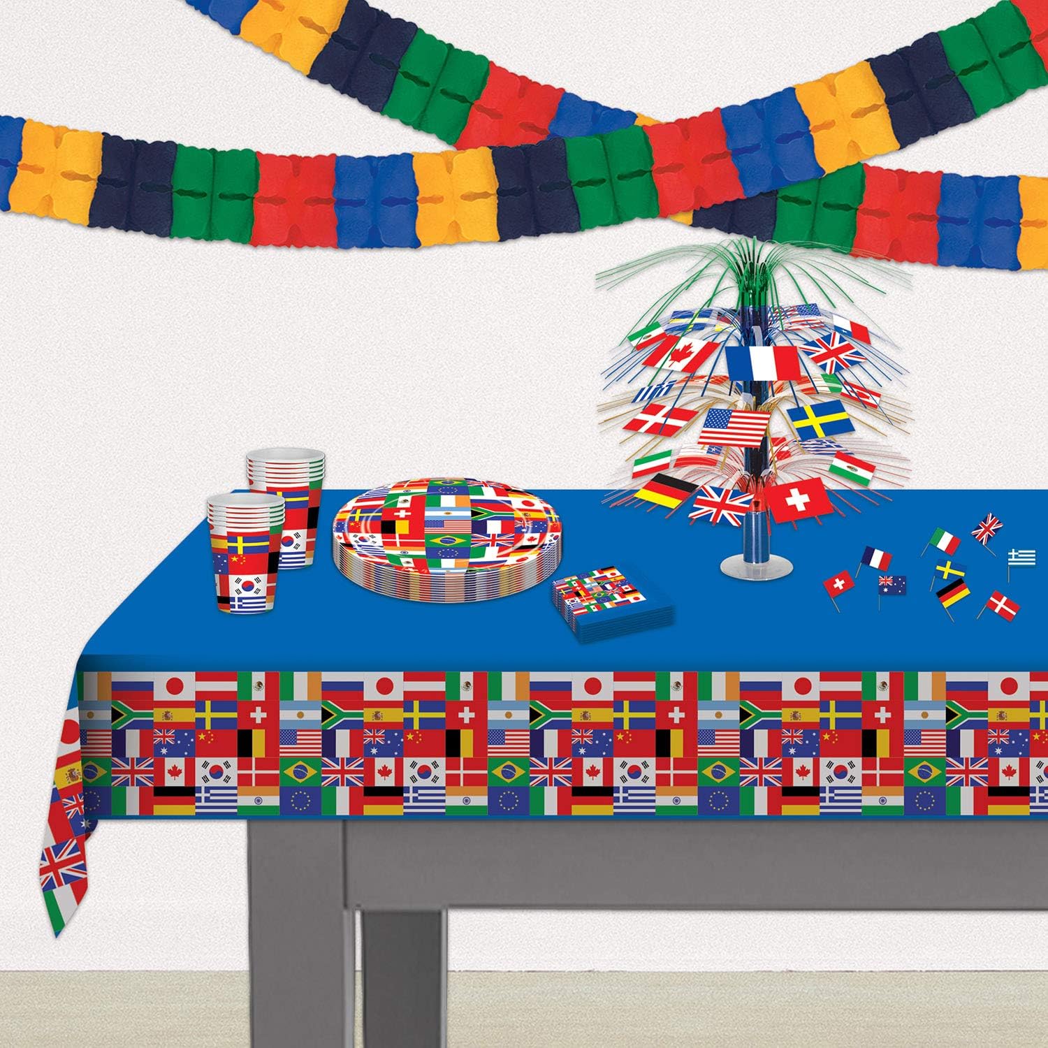 International Flag Tablecover Party Accessory (1 count) (1/Pkg) : Home & Kitchen