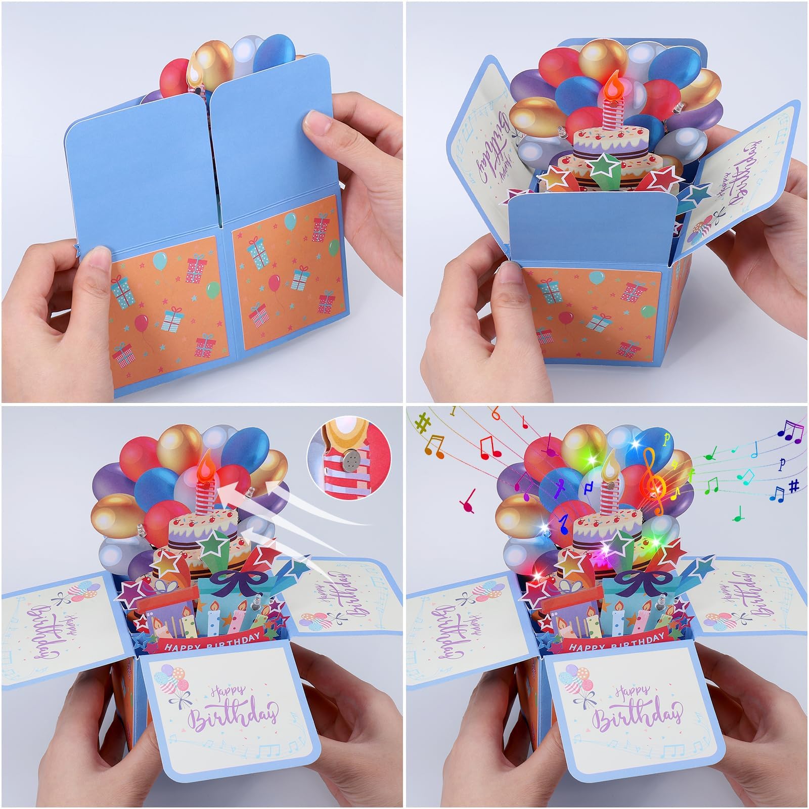 ElysianTails Carte D'anniversaire Pop-up 3D, Musique Et Lumière LED