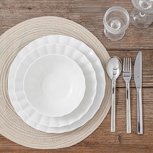 Miniatura 7 de HOMBENE - Juego de platos y cuencos, juego de vajilla de 26 piezas con rectángulo, vajilla de porcelana con platos, platos para servir, vajilla de