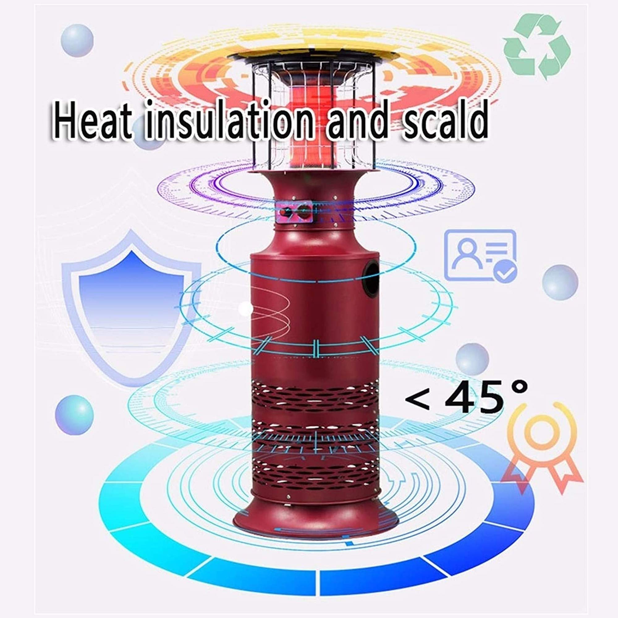 Grzejnik tarasowy Zewnętrzny grzejnik propanowy, Podgrzewacz gazu skroplonego 360 °, Wielofunkcyjna ogrodowa lampa grzewcza, Piec grzewczy z regulacją temperatury, Komercyjny/domowy little surprise