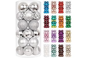XmasExp 24ct Shatterproof Christmas Balls | Silver Bulbs for Christmas Tree