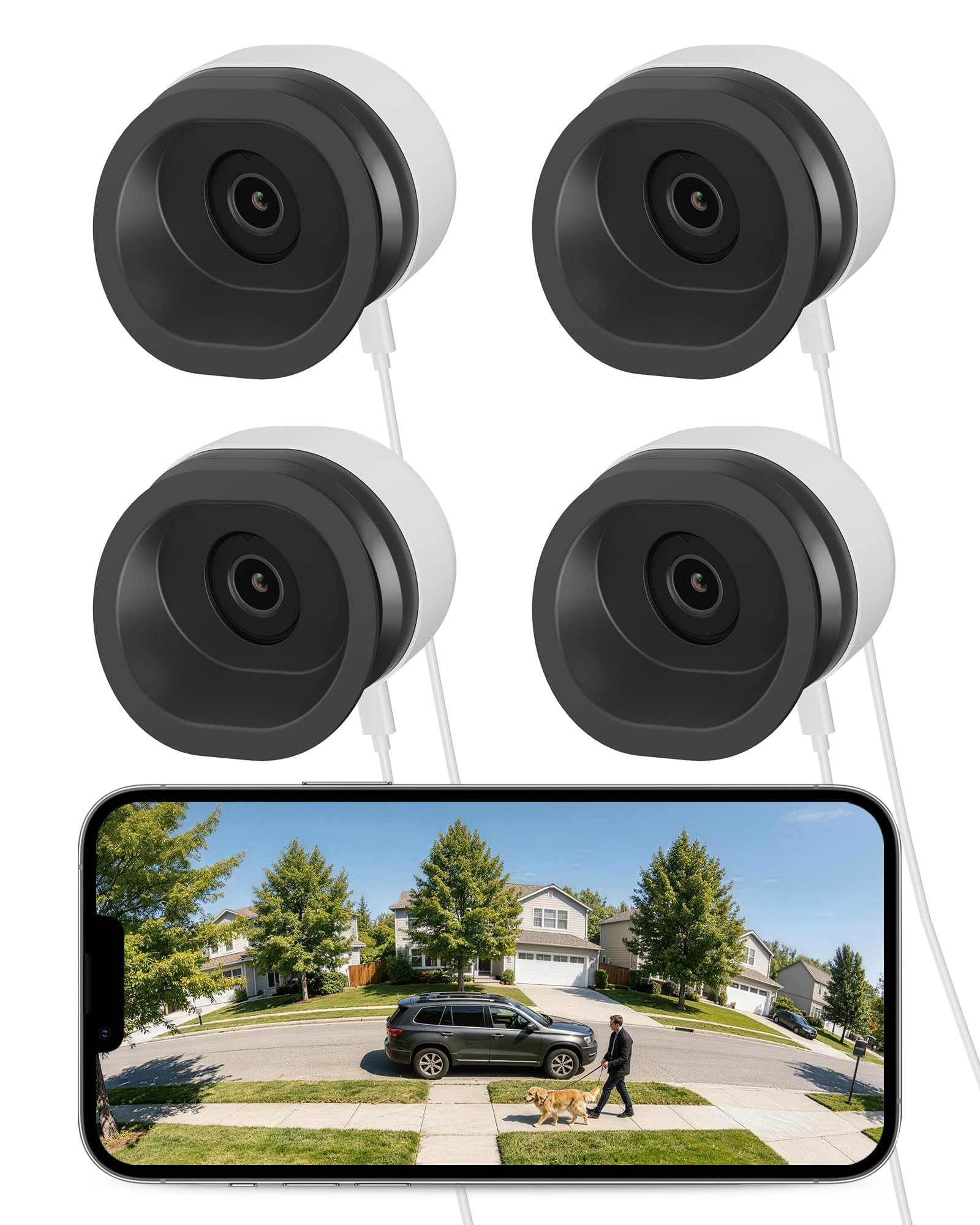 Anlapus Pack de 4 cámaras A60 Pro de 3 MP para ventana WiFi, vigilancia interior hacia el exterior