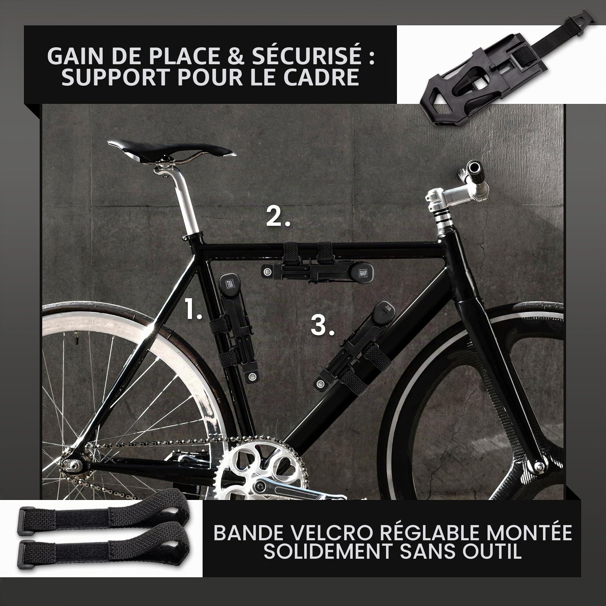 Poised Antivol Pliable pour Vélo 120 cm avec Certification ART 2 & Support – Antivol de Vélo de Haute Sécurité en Acier Trempé, Antivol pour E-Bike & Vélo