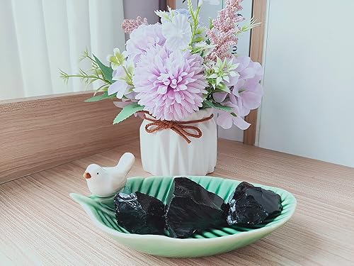 Miniatura 3 de Luckeeper Cristales ásperos de 1 libra, piedras curativas de cuarzo de obsidiana negra cruda a granel, para envolver alambre, Wicca Reiki,