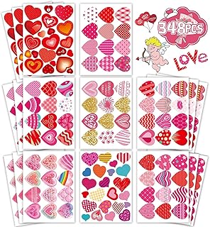 Heart Stickers for Kids, Valentines Day Colorful Heart Stickers Valentine's Day Love Decorative Stickers Valentine's Day Party Favors Supplies