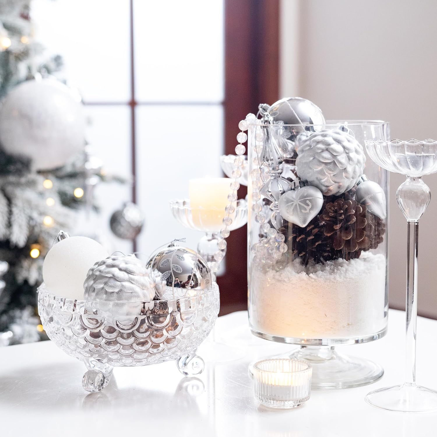 Valery Madelyn Christmas Tree Decorations Set&Star Tree Topper with Timer for Christmas Decorations Indoor