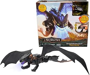 DreamWorks Dragons, How to Train Your Dragon, Ultimate Plasma Blast Toothless, 25” Wings with Lights &amp; Sounds Action Figure, Kids Toys for Boys Ages 4 and up