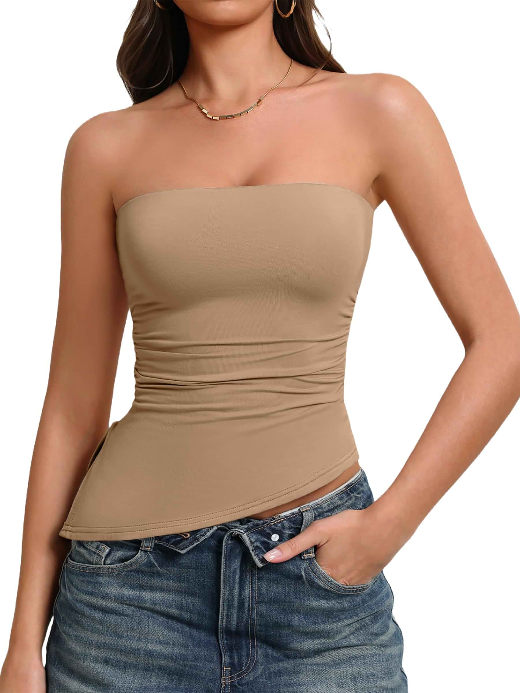 Avidlove Women's Strapless Tube Top Double Lined & Non-Slip Y2K Backless Bandeau Tops for Summer Going Out Tank Top