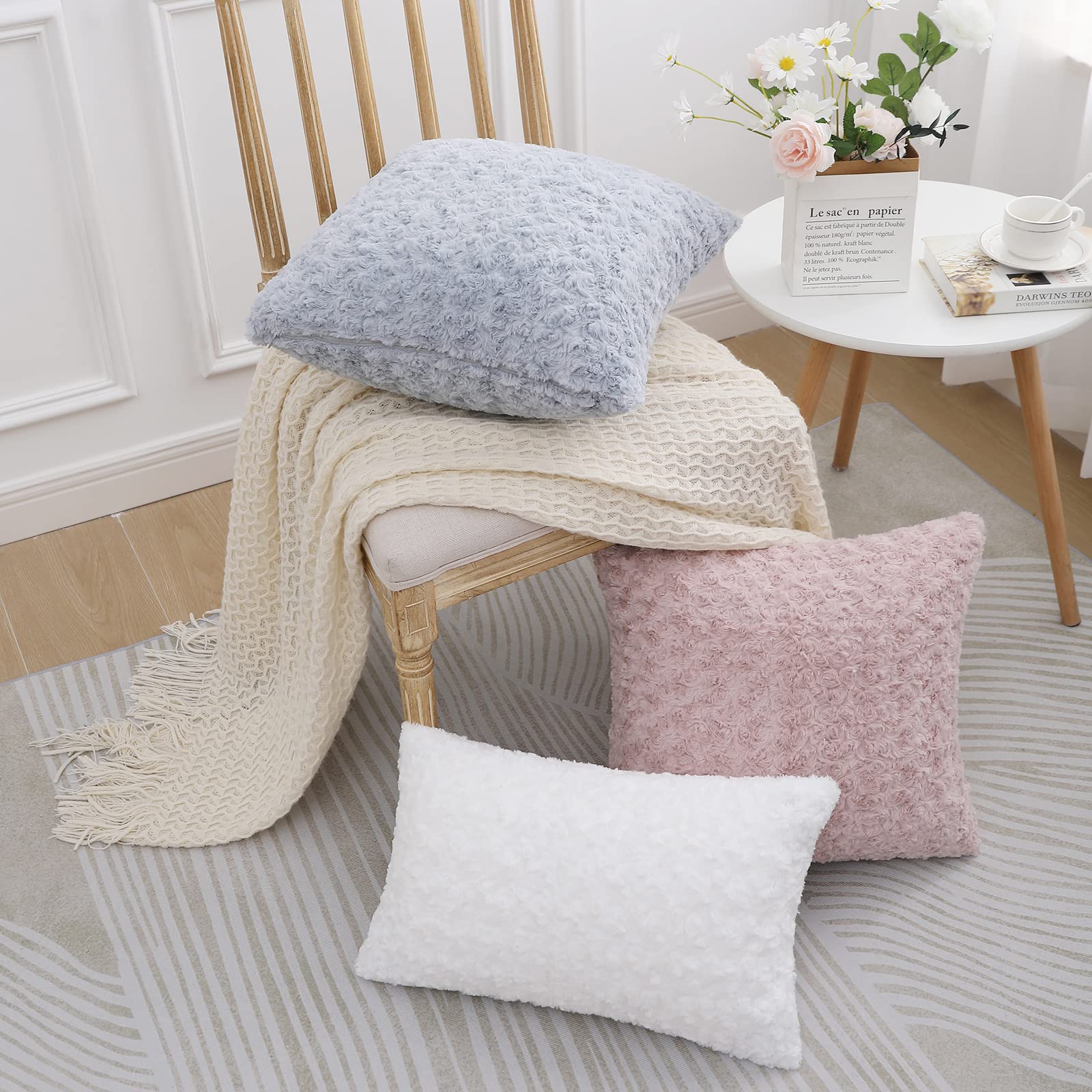 ZLINA Set di 2 federe decorative in pelliccia sintetica per
