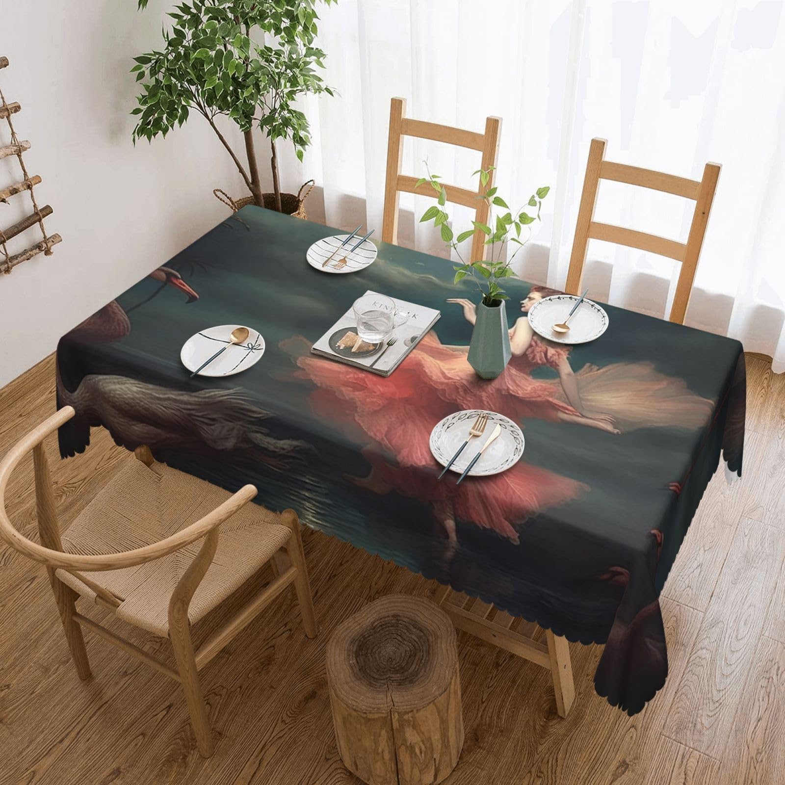 Nappe pour tables rectangulaires 137 x 182 cm étanche et infroissable style rustique