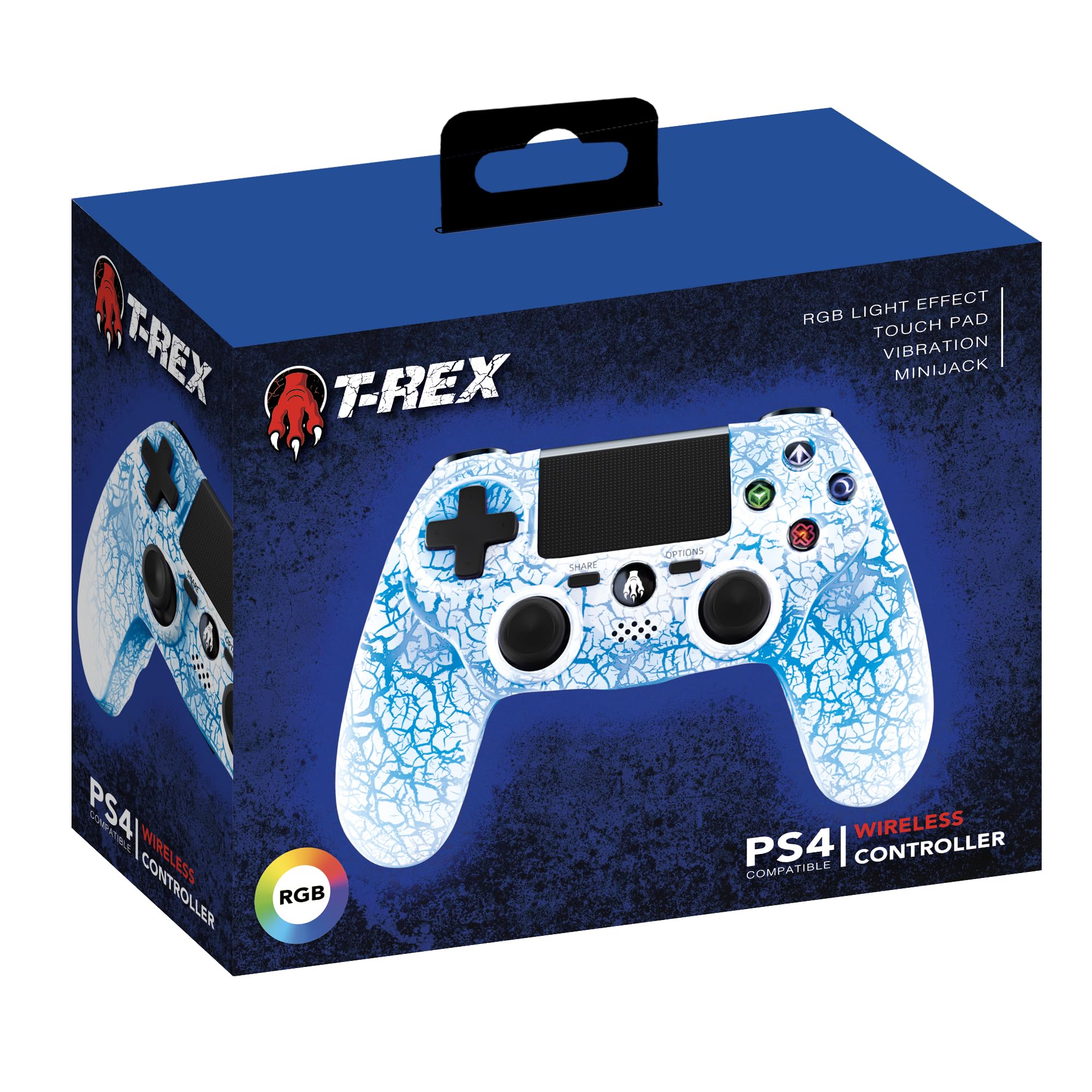 Mando Inalambrico PS4 Gaming Blanco LED RGB 7 Colores Compatible Con PS4 Y PC Windows Android Y iOS Vibracion Dual Joysticks Precisos Touch Pad Bateria 1000mAh Diseño Ergonomico Bluetooth Gamepad Plus