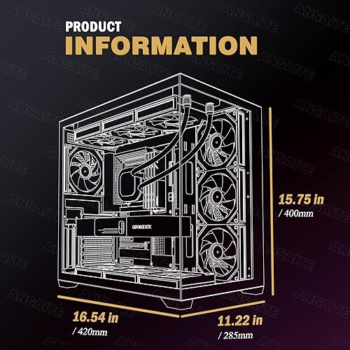 Miniatura 10 de PC CASE ATX 9 PWM ARGB Ventiladores preinstalados, funda de PC para juegos de media torre, carcasa panorámica de vidrio templado para computadora