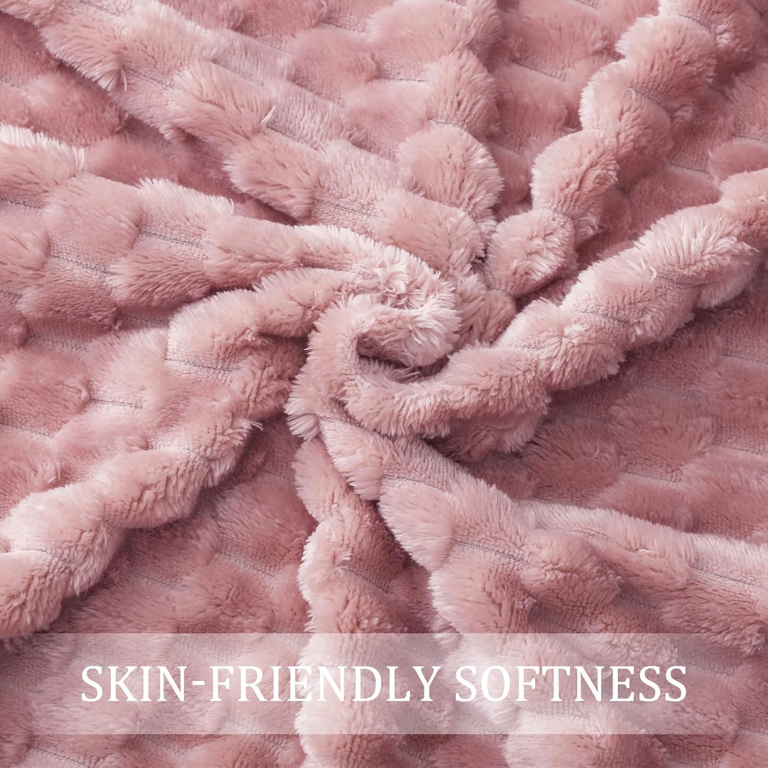 Exclusivo Mezcla Fleece Throw Blanket for Couch, Extra Large Fuzzy Dusty Pink Bed Blankets, Soft Cozy Plush Sofa Throws for All Seasons, 50x70 Inches - Image 6