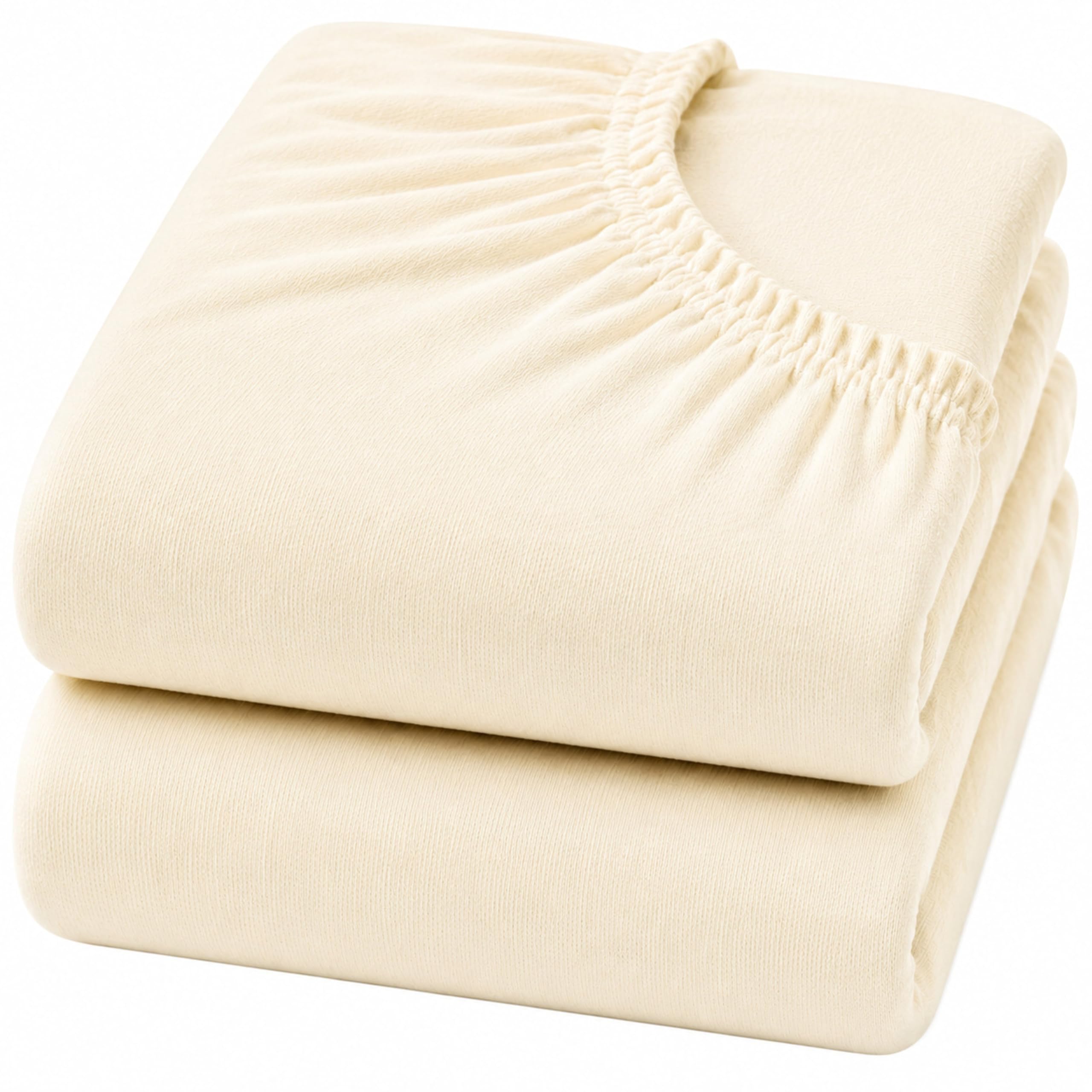 Dudu N Girlie Jersey Cotton Cot Sheets 60 x 120 cm – Soft Fitted Nursery Bedding, 2 Pack, Cream