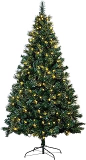 Christmas Tree World | 4ft Artificial Pre-lit Majestic Dew Pine | Natural and Realistic Look with Bushy and Luxury Quality PVC Tips | Easy to Assemble and Take Down | 60cm Diameter