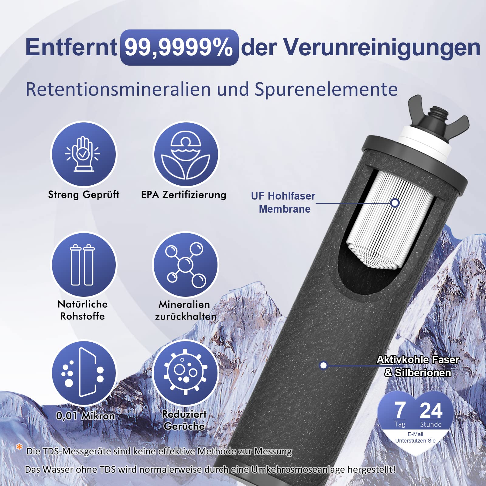 Purewell 8,5L Schwerkraft-Wasserfilter mit Aktivkohle