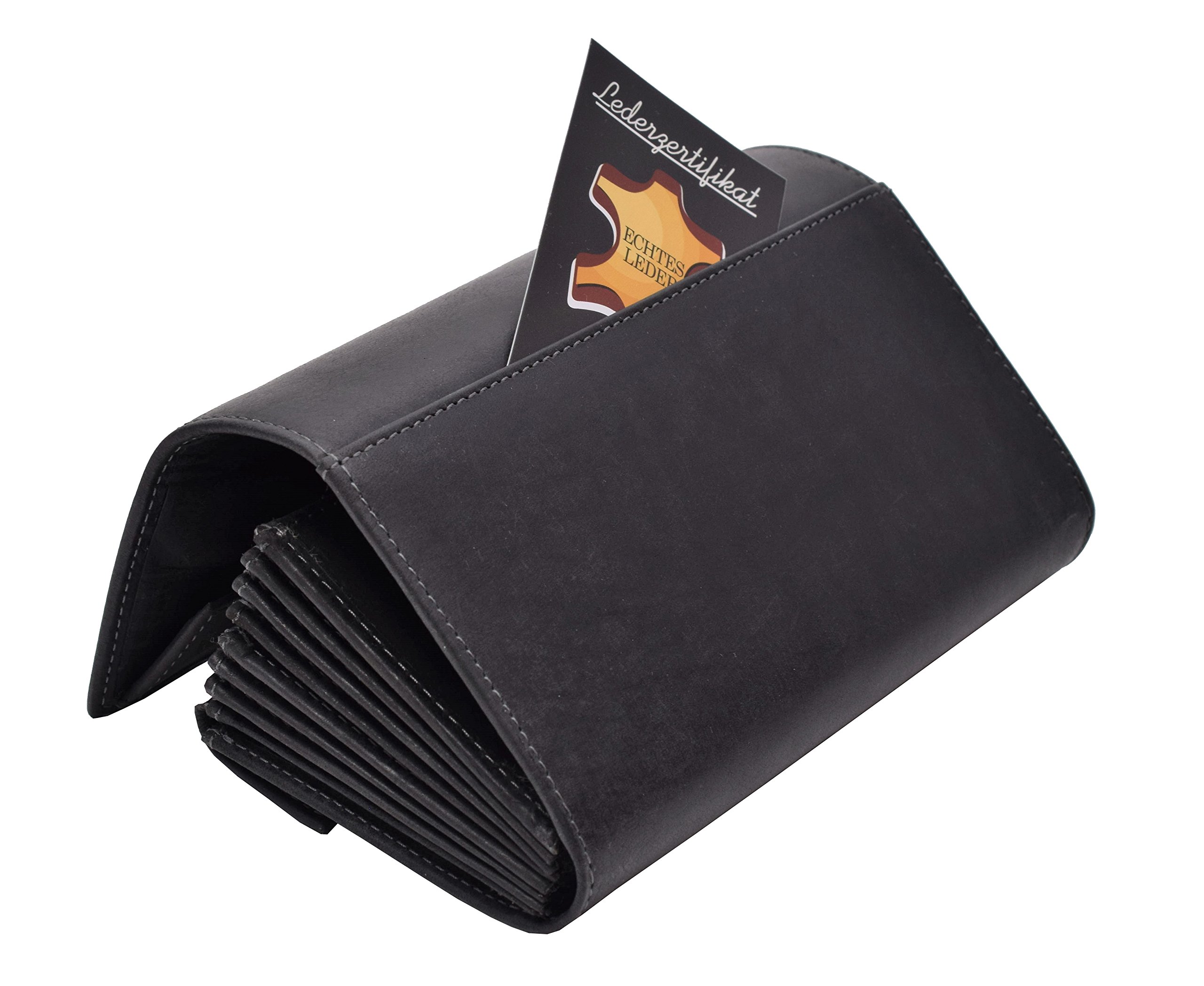 Menzo Kellnerbörse aus echten Leder, Kellnergeldtasche, Kellnerbeutel (schwarz)
